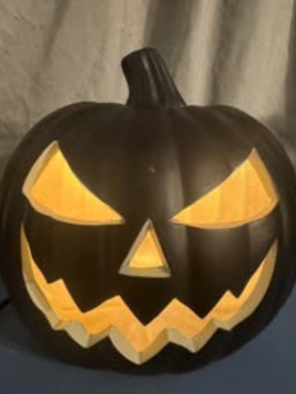 Lighted Pumpkin Blow Mold Corded Black white Halloween Jack O Lantern Vintage